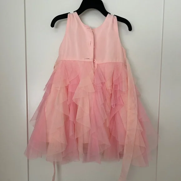 Joan Michelle Girls Pink Tulle Lace Floral Embroidered Party Dresses - Picture 3 of 10